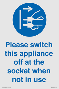 Please switch this appliance off at the socket when not in use